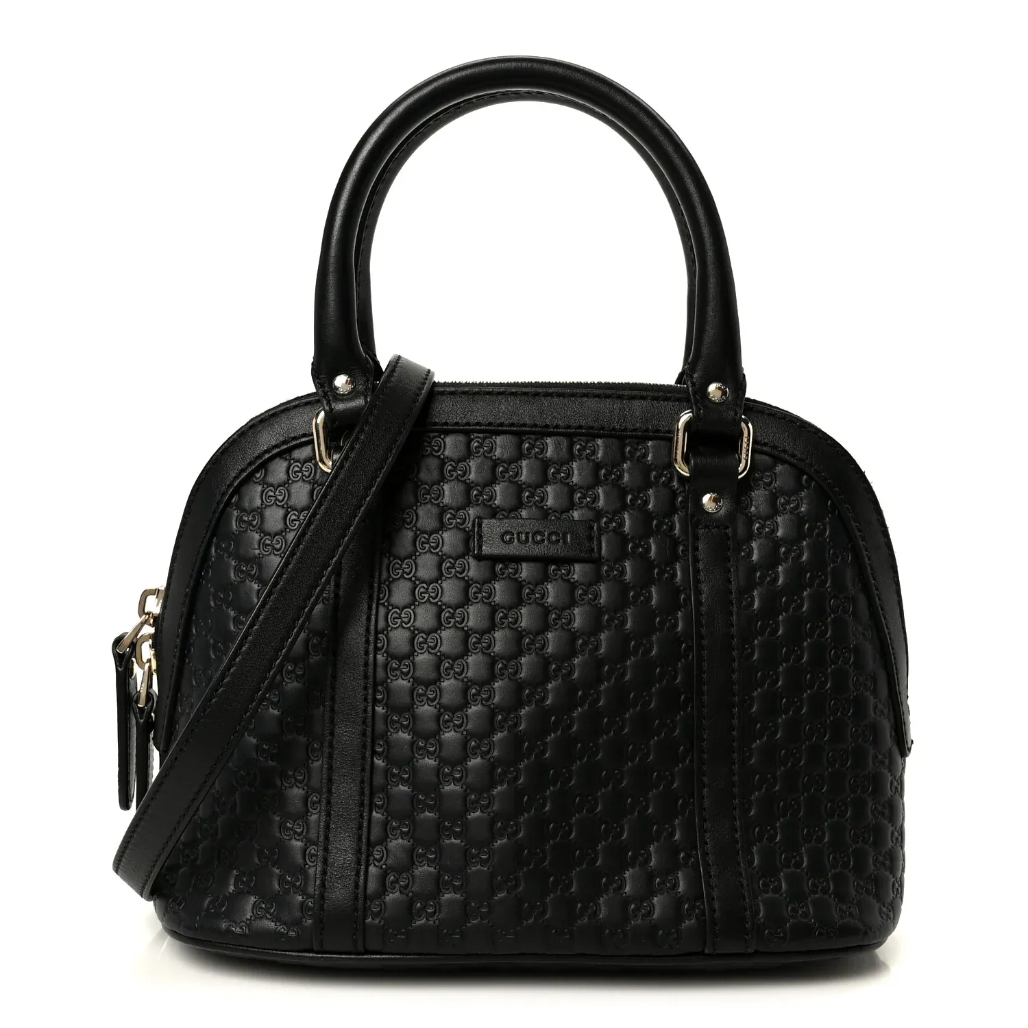 GUCCI MICROGUCCISSIMA BLACK LEATHER MINI DOME BAG