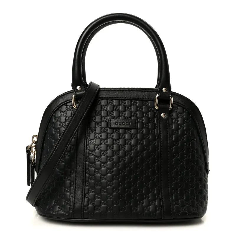 SAC MINI DÔME EN CUIR NOIR MICROGUCCISSIMA GUCCI