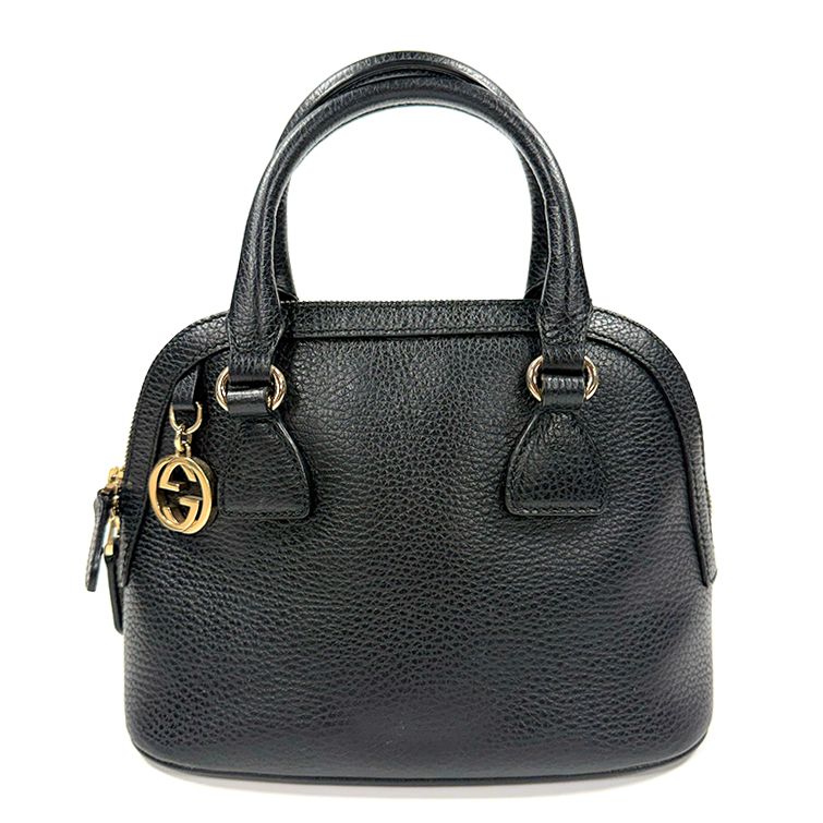 GUCCI DOLLAR CALFSKIN SMALL GG CHARM DOME BAG BLACK
