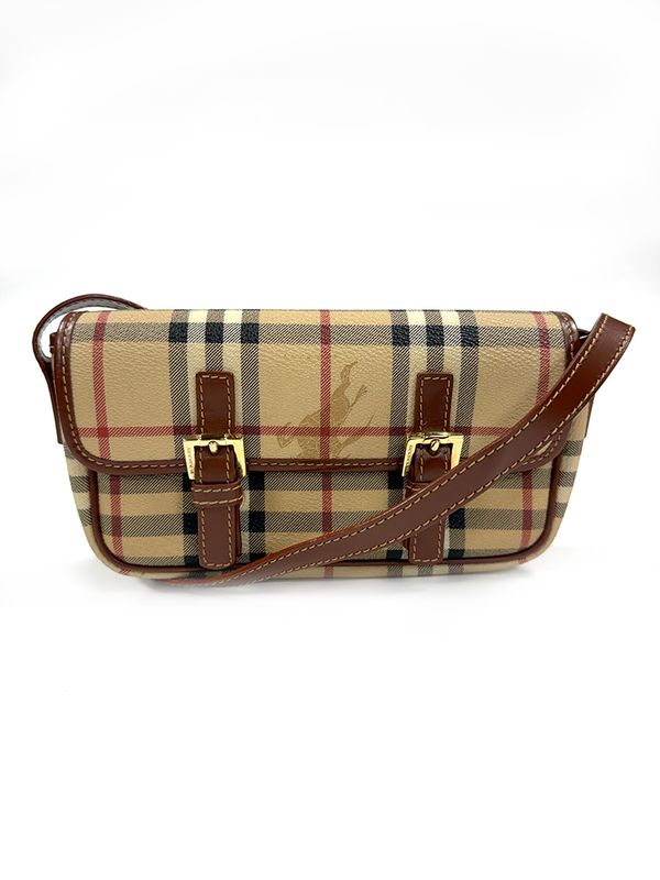 SAC BANDOULIÈRE EN TOILE ENDUITE À CARREAUX HAYMARKET DE BURBERRY