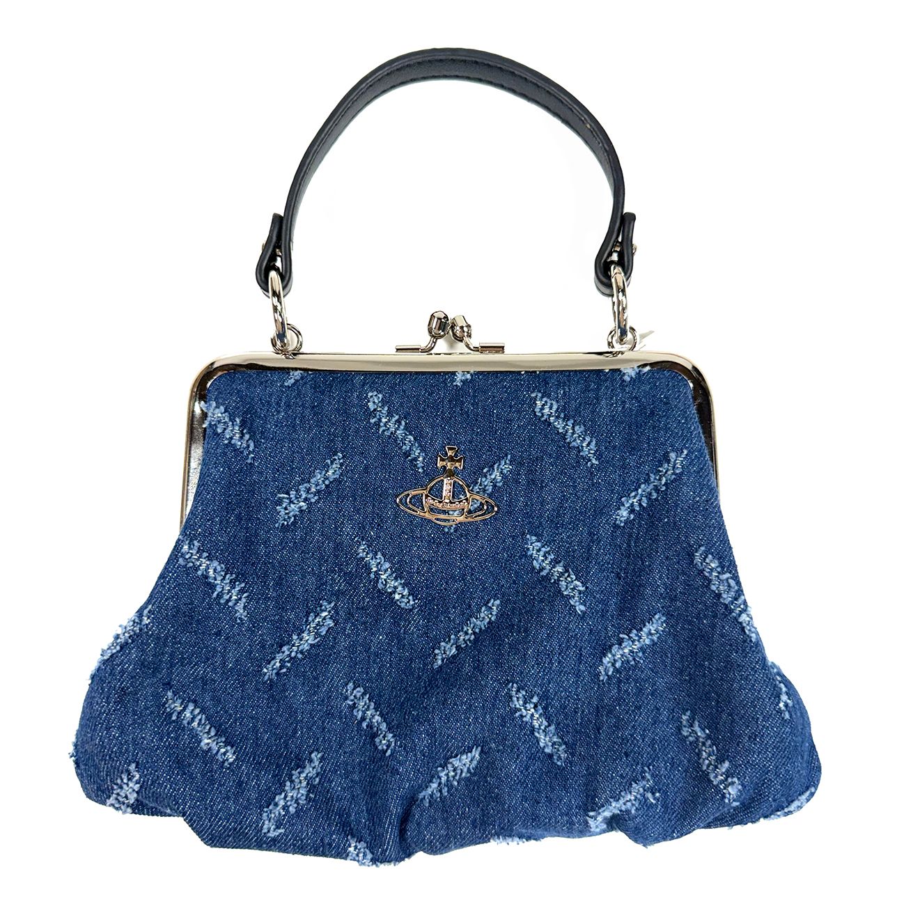 VIVIENNE WESTWOOD RIPPED BLUE DENIM GRANNY FRAME BAG