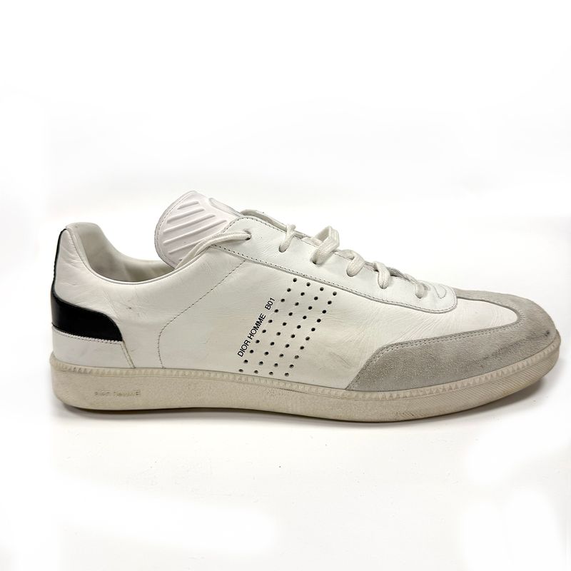 CHRISTIAN DIOR LEATHER WHITE MEN SNEAKERS SIZE 44.5