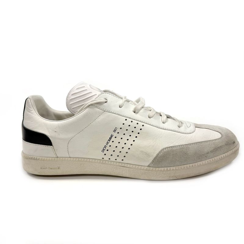 CHRISTIAN DIOR BASKETS EN CUIR BLANCHES POUR HOMMES TAILLE 44.5