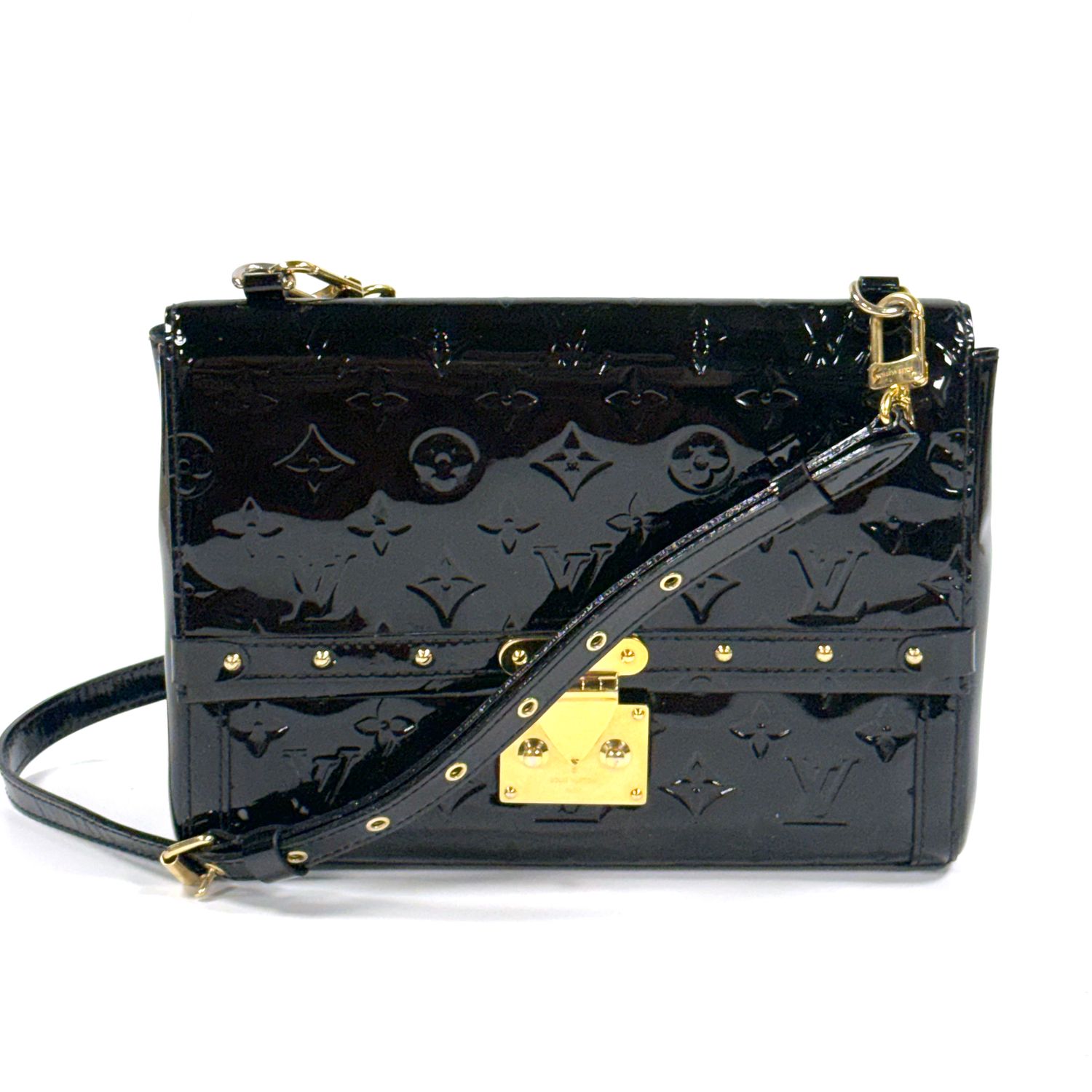 LOUIS VUITTON BLACK PATENT LEATHER MONOGRAM VERNIS VENICE SHOULDER BAG