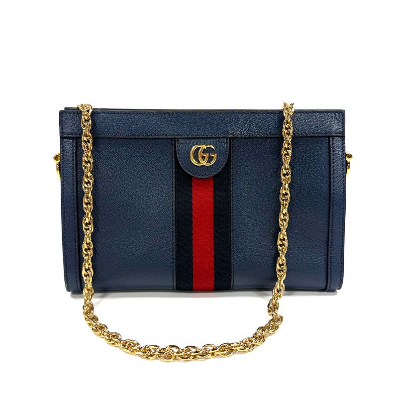 GUCCI OPHIDIA LEATHER CHAIN SHOULDER BAG