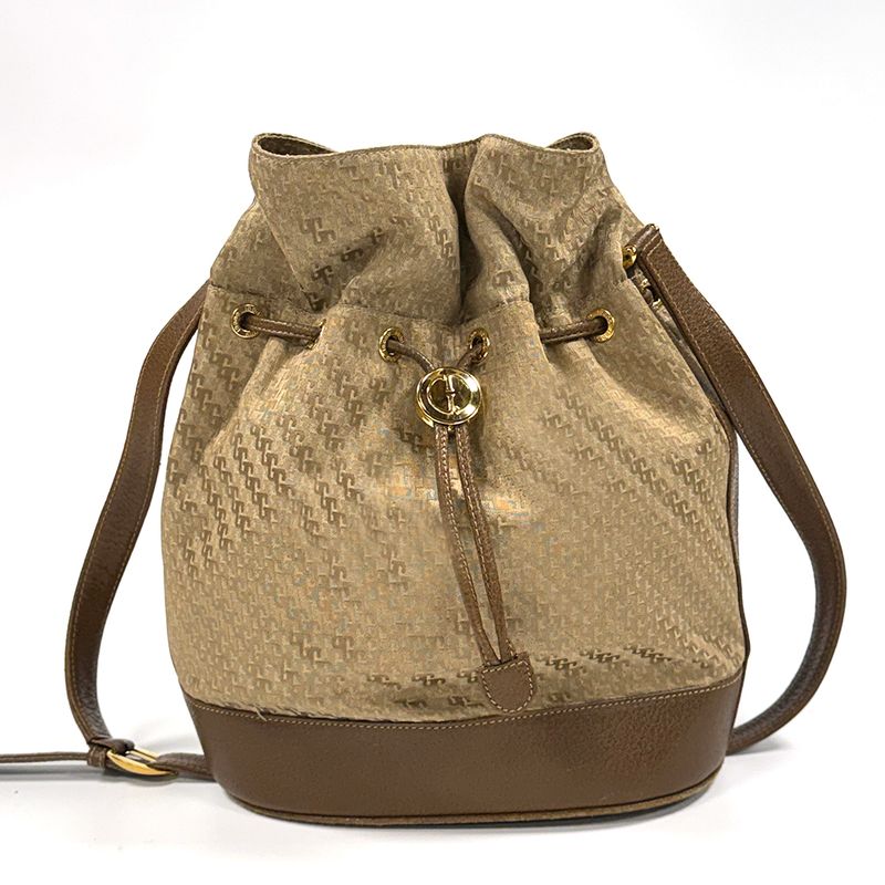GUCCI VINTAGE GG CANVAS DRAWSTRING BUCKET BAG