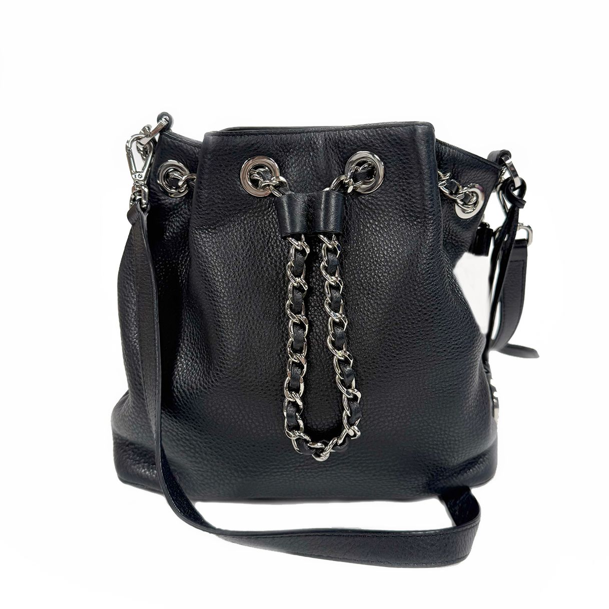 MICHAEL KORS BLACK PEBBLED LEATHER SHOULDER BAG
