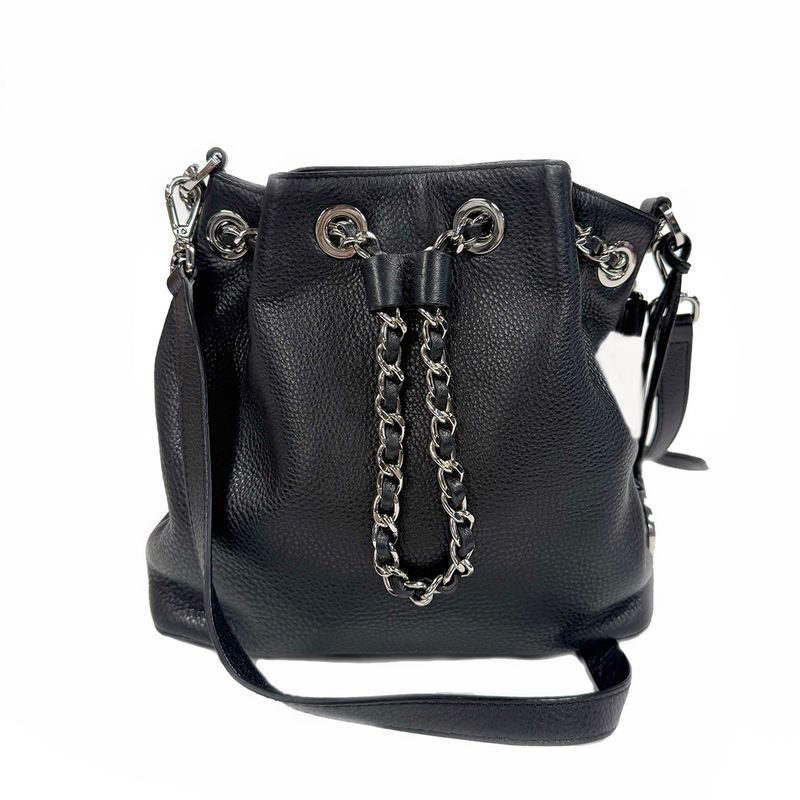 MICHAEL KORS BLACK PEBBLED LEATHER SHOULDER BAG