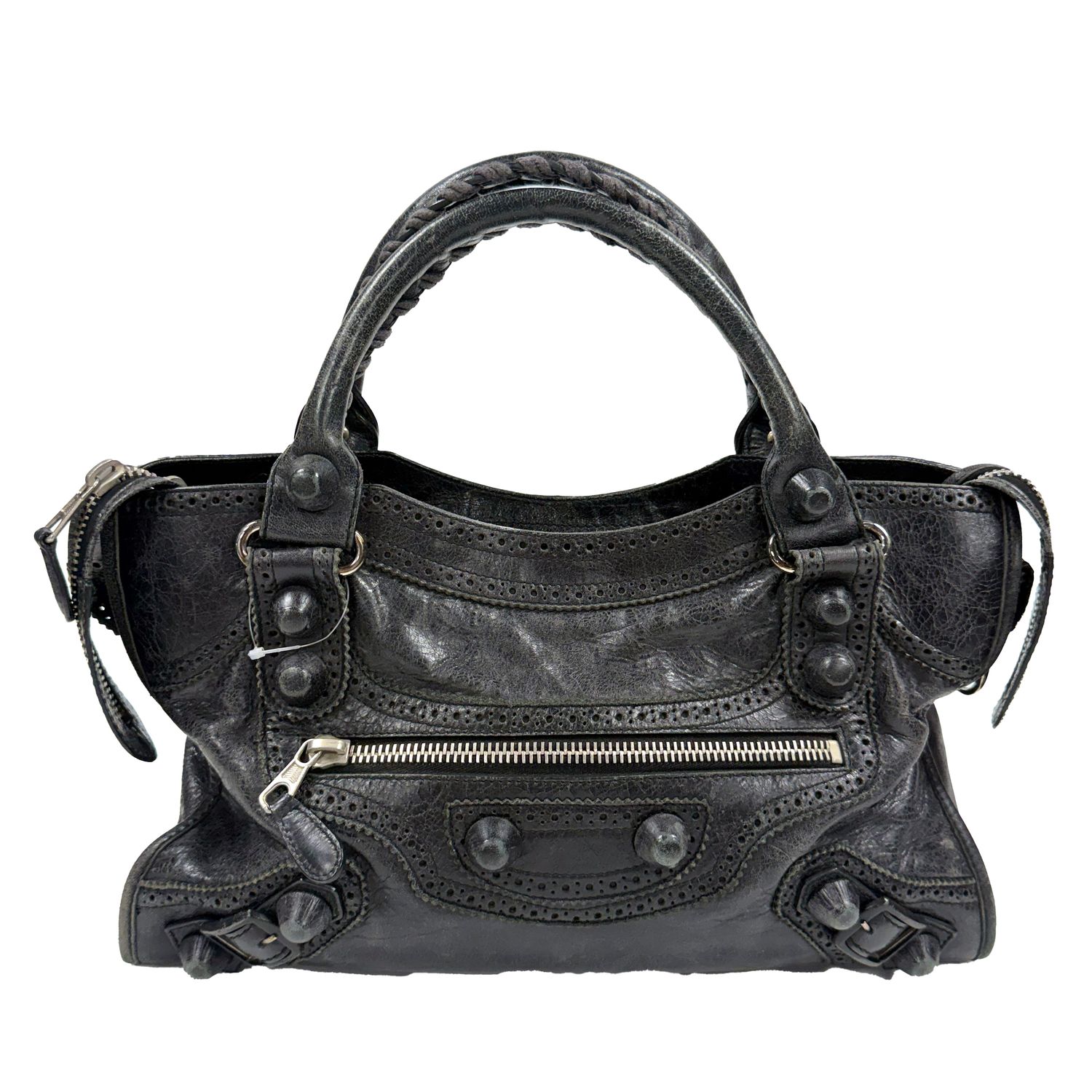 BALENCIAGA BLACK LAMBSKIN LEATHER CITY BAG