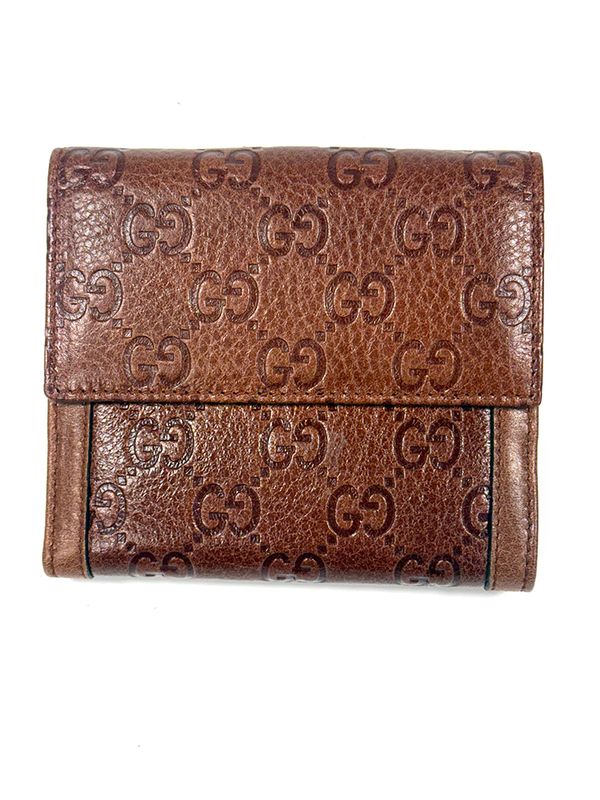 GUCCI LEATHER MONOGRAM BROWN SMALL WALLET