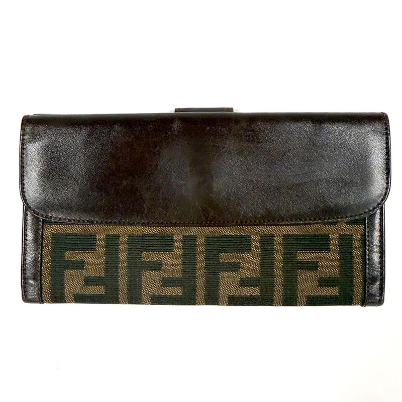 FENDI ZUCCA FF BROWN LONG WALLET