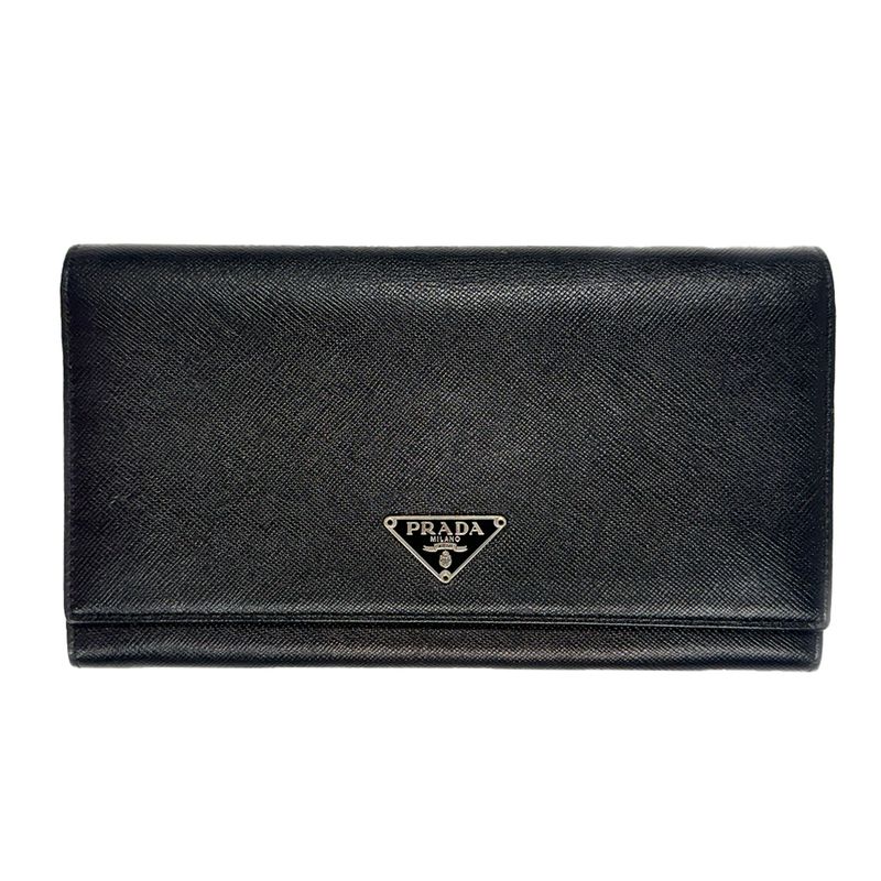 PRADA SAFFIANO BLACK LEATHER LONG WALLET