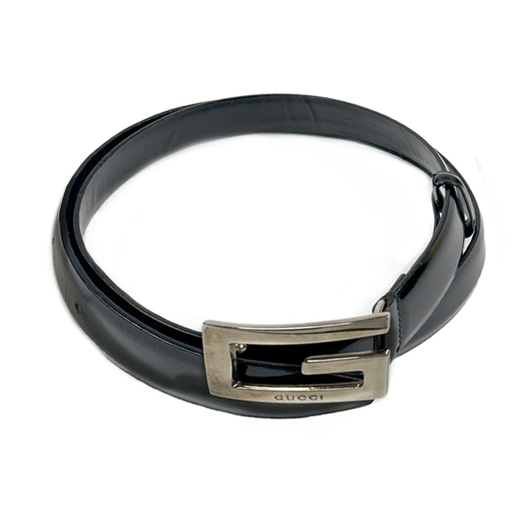 GUCCI  LEATHER SILVER  BUCKLE BELT SIZE 80/32