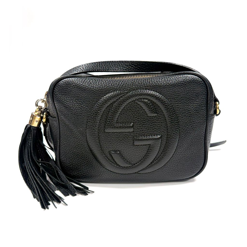 ​GUCCI BLACK GRAINED LEATHER SOHO DISCO CROSSBODY BAG