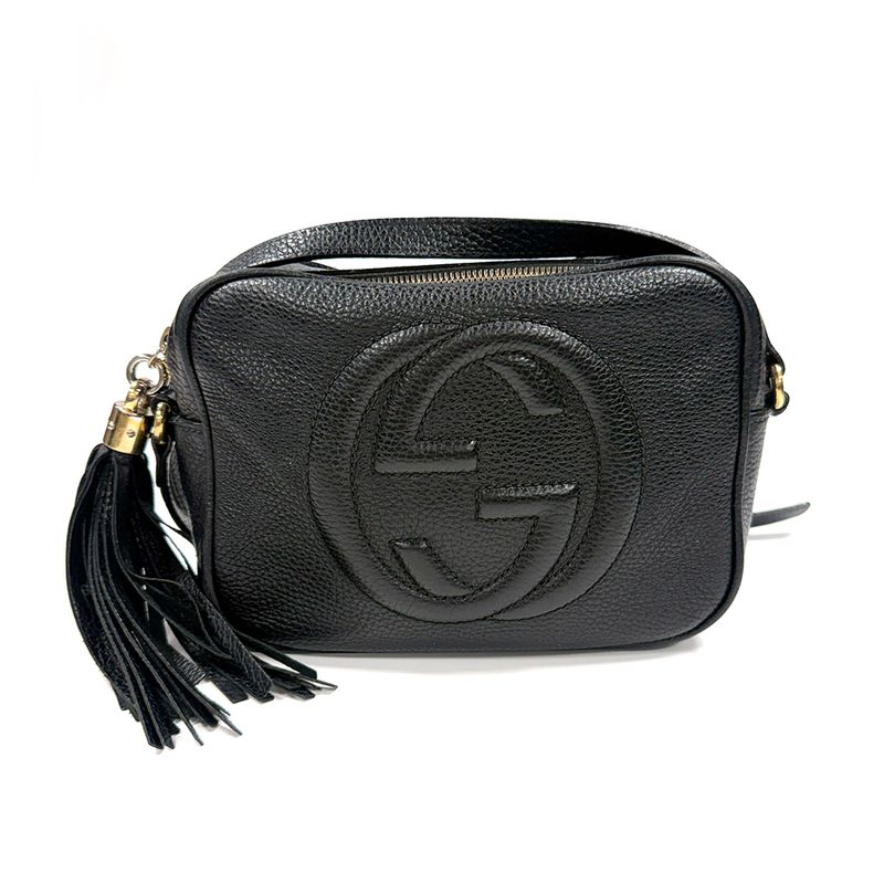 ​GUCCI BLACK GRAINED LEATHER SOHO DISCO CROSSBODY BAG