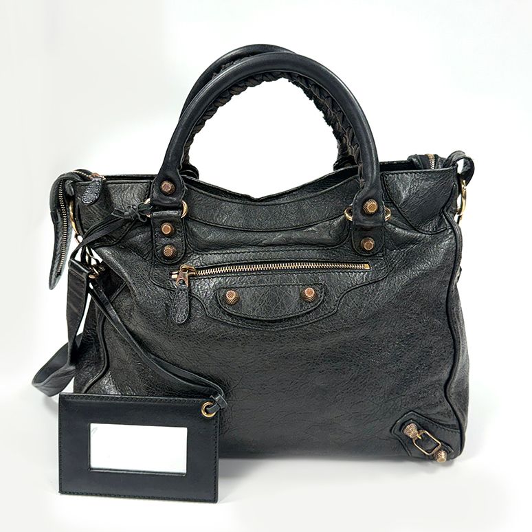 BALENCIAGA ROSE GOLD BLACK VELO CITY BAG