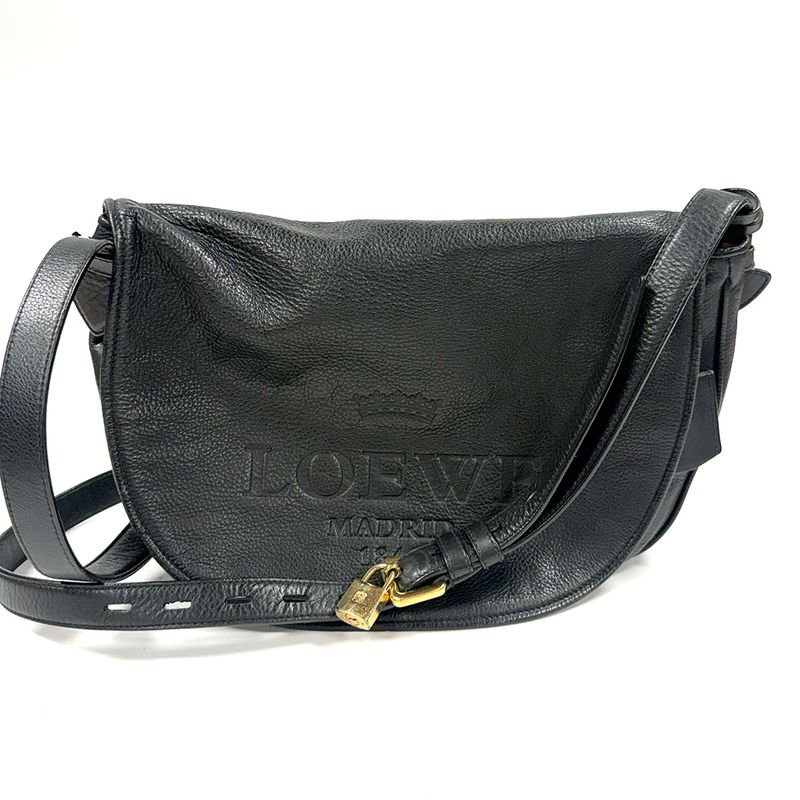 LOEWE BY JOSÉ ENRIQUE OÑA SELFA BLACK LEATHER HERITAGE CROSSBODY BAG 2006
