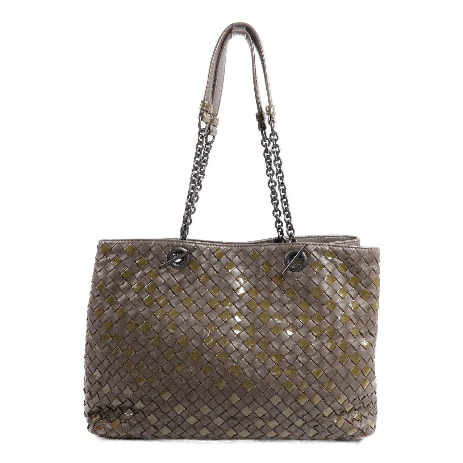 BOTTEGA VENETA INTRECCIATO SHOULDER BAG TOTE BAG LAMBSKIN LEATHER BROWN