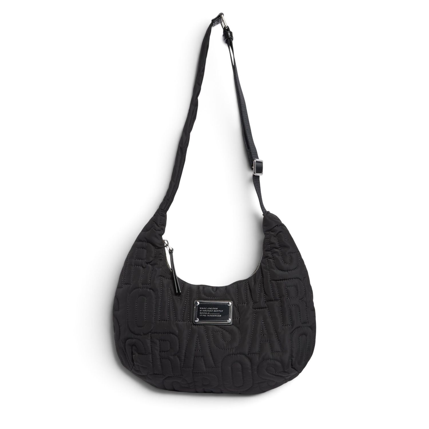 MARC JACOBS STANDARD SUPPLY WORKWEAR BLACK QUILTED NYLON HOBO SHOULDER BAG