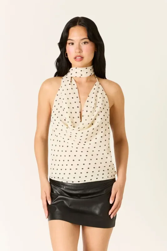 ESMA POLKA DOT COWL NECK TOP