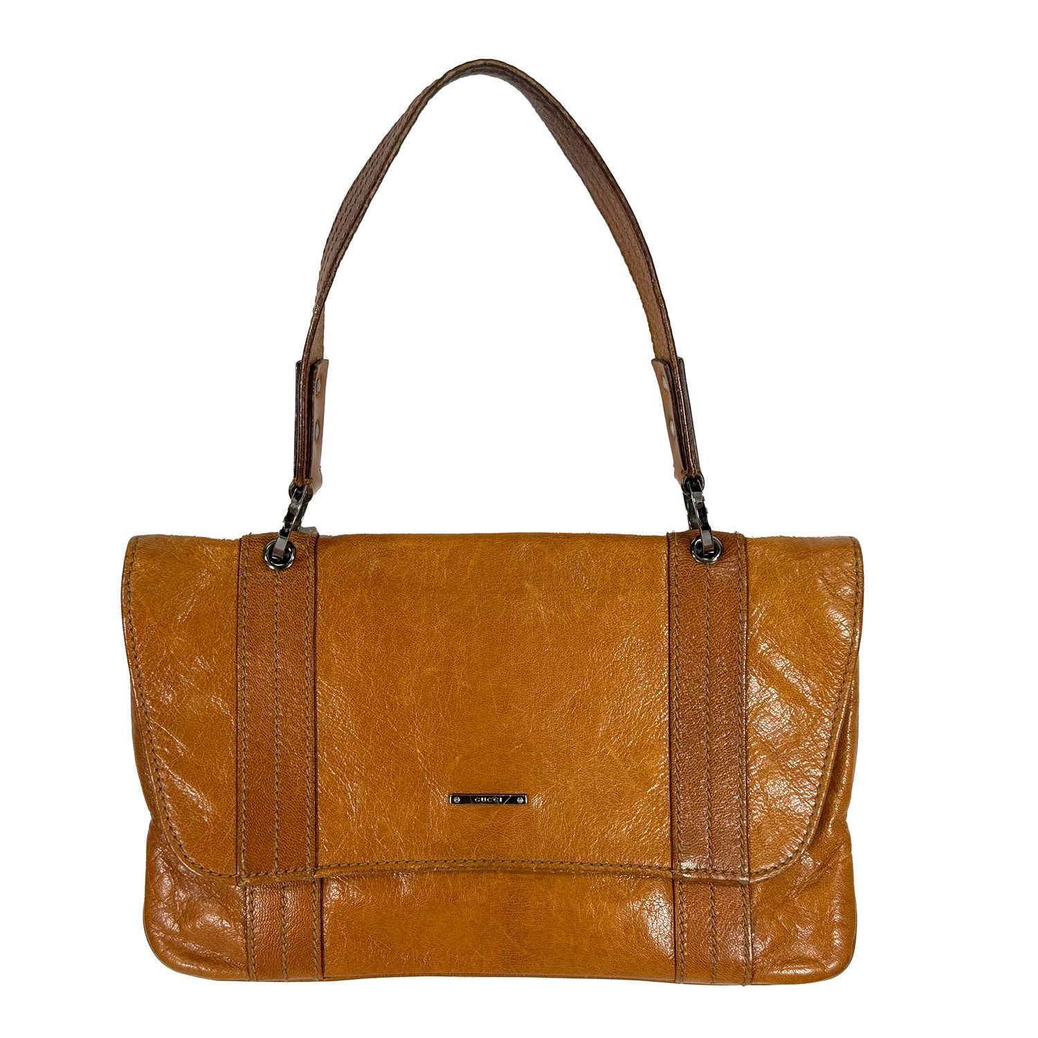 GUCCI BY TOM FORD COGNAC LEATHER SHOULDER BAG
