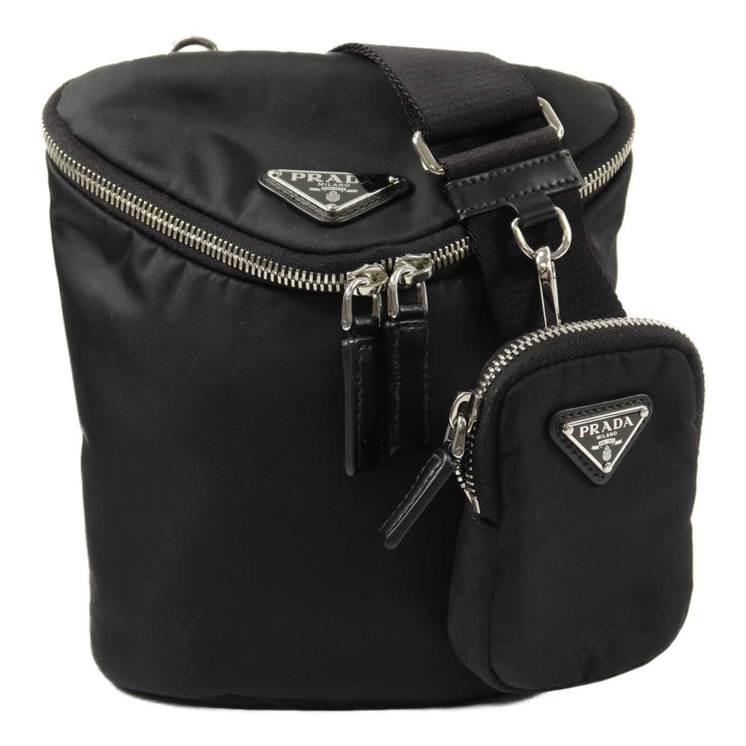 PRADA SHW TRIANGLE CLASSIC SHOULDER BAG NYLON BLACK