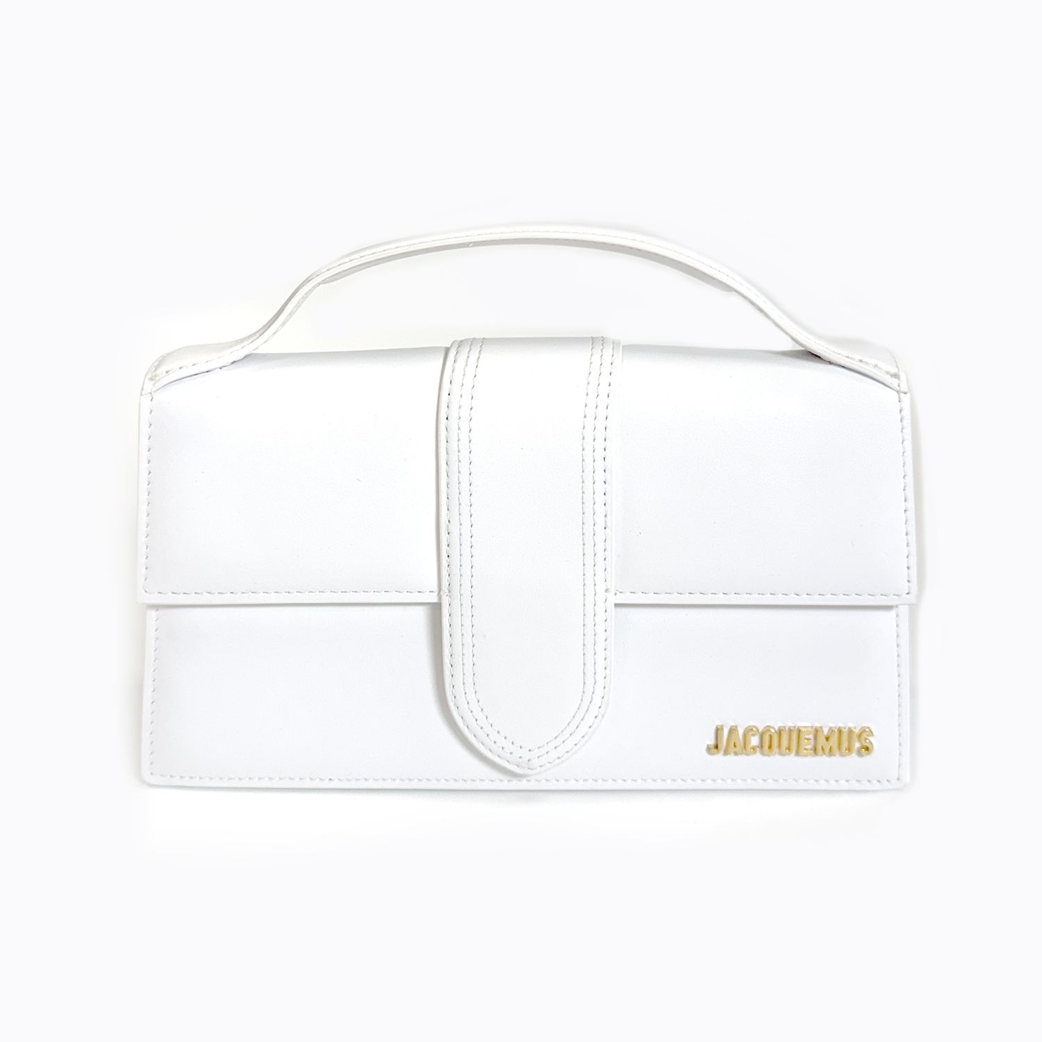 JACQUEMUS LE GRAND BAMBINO WHITE LEATHER SHOULDER BAG
