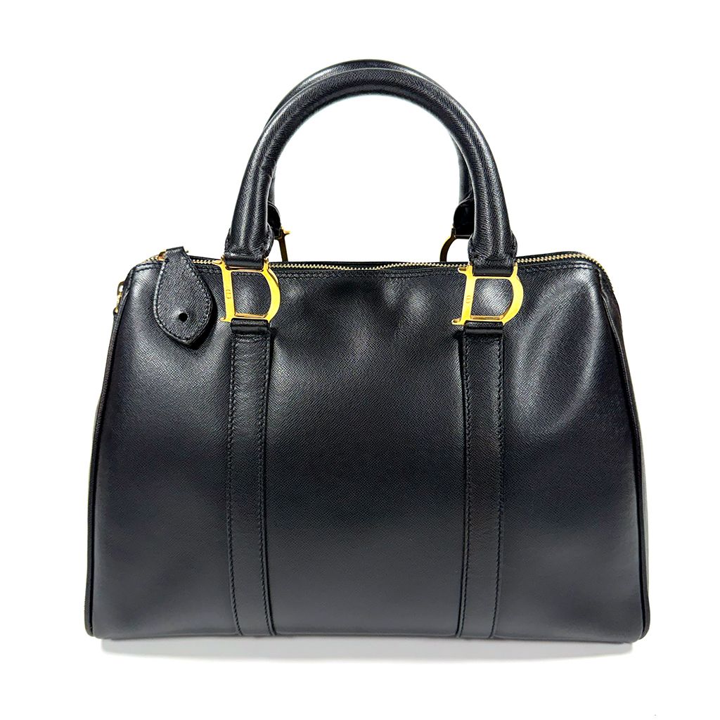 CHRISTIAN DIOR BY JOHN GALLIANO BLACK LEATHER DIORISSIMO BOSTON BAG