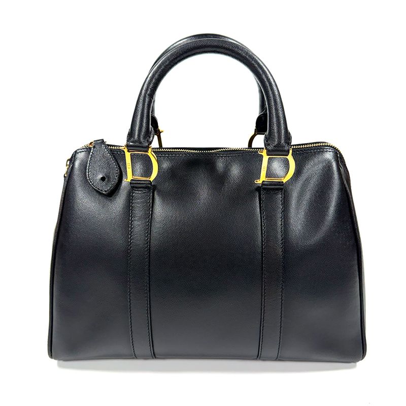 CHRISTIAN DIOR BY JOHN GALLIANO BLACK LEATHER DIORISSIMO BOSTON BAG