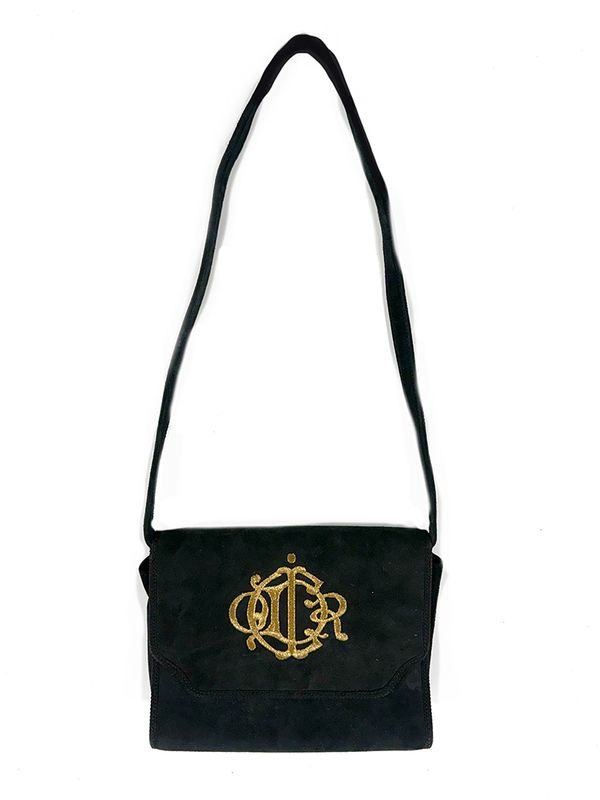 CHRISTIAN DIOR BY MARC BOHAN BLACK VELVET SHOULDER BAG