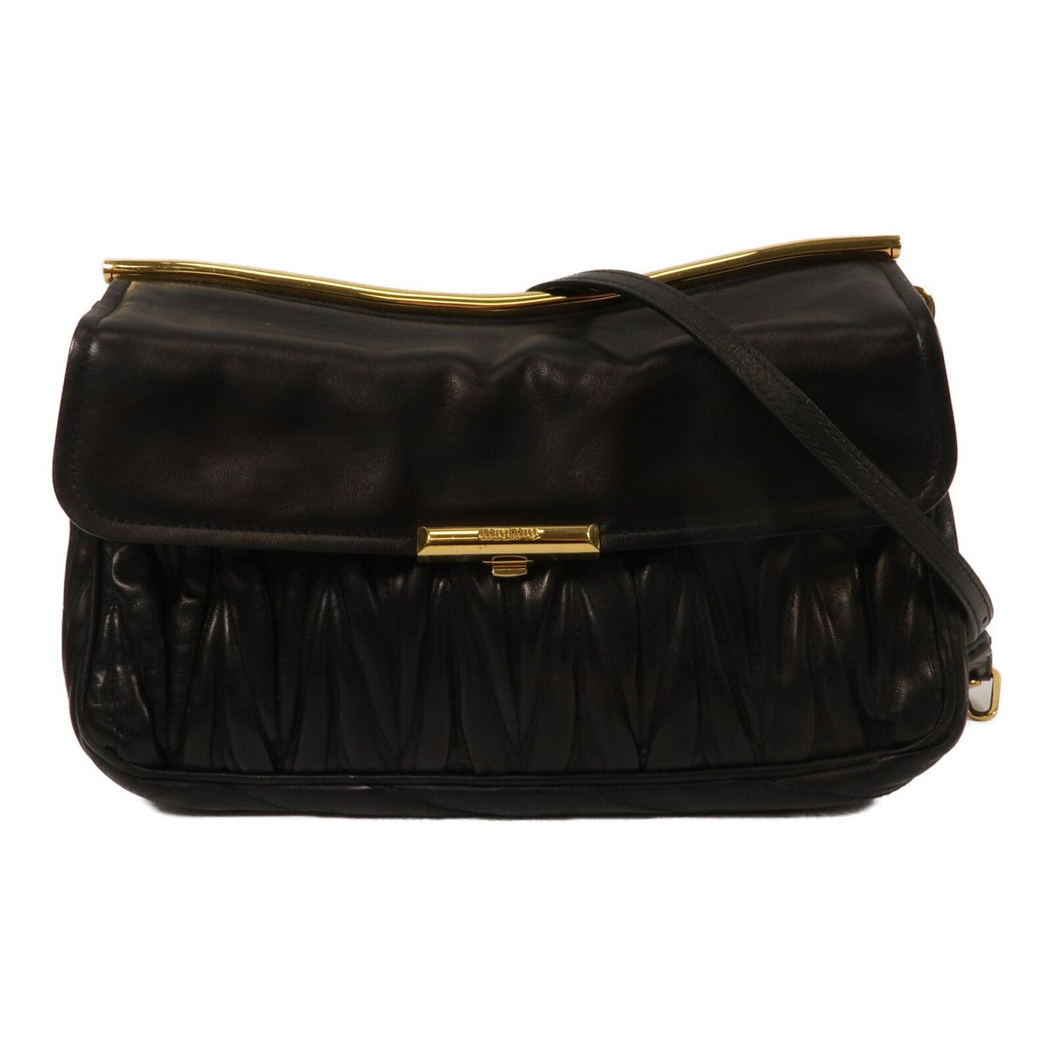 MIU MIU GHW SHOULDER BAG RR1898 CALFSKIN LEATHER BLACK