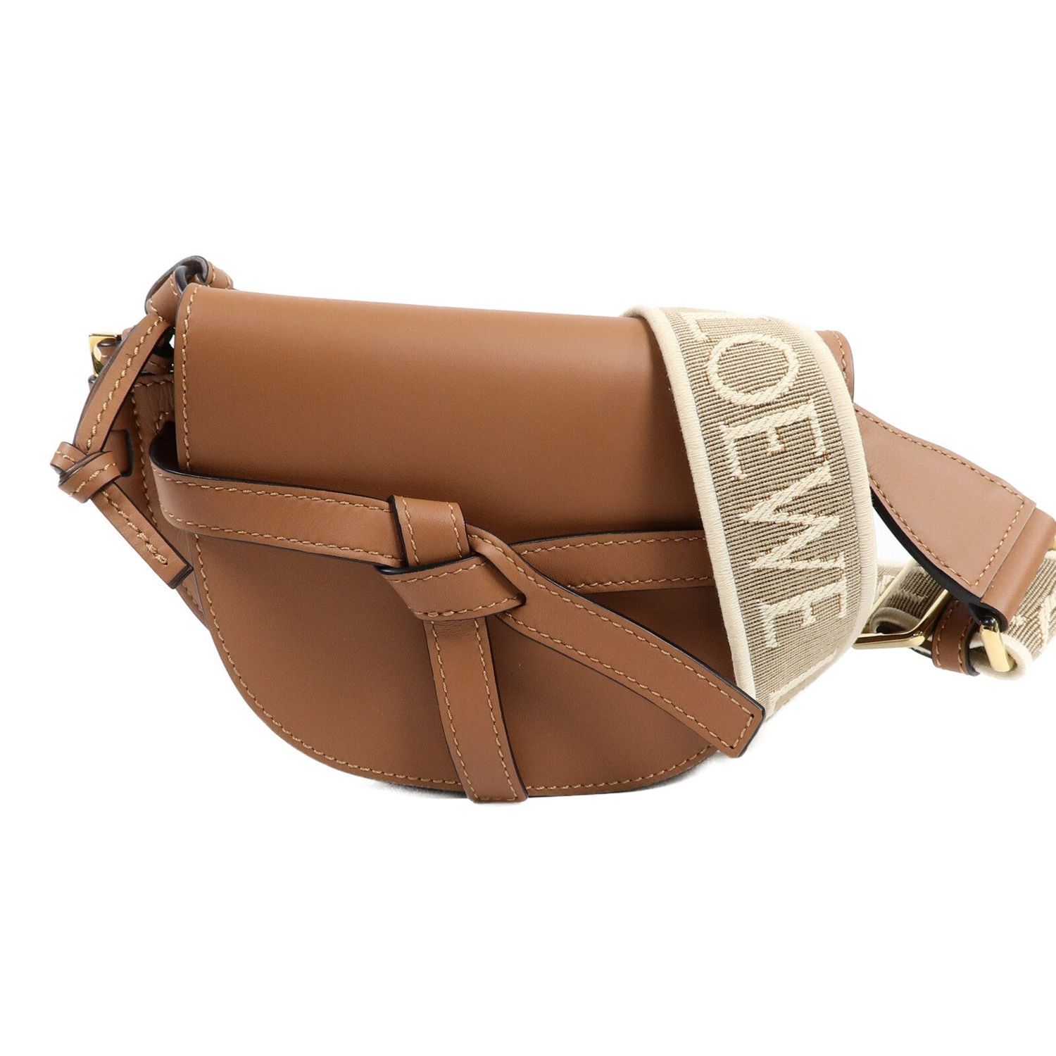LOEWE GHW MINI GATE SHOULDER BGA CALFSKIN LEATHER BROWN