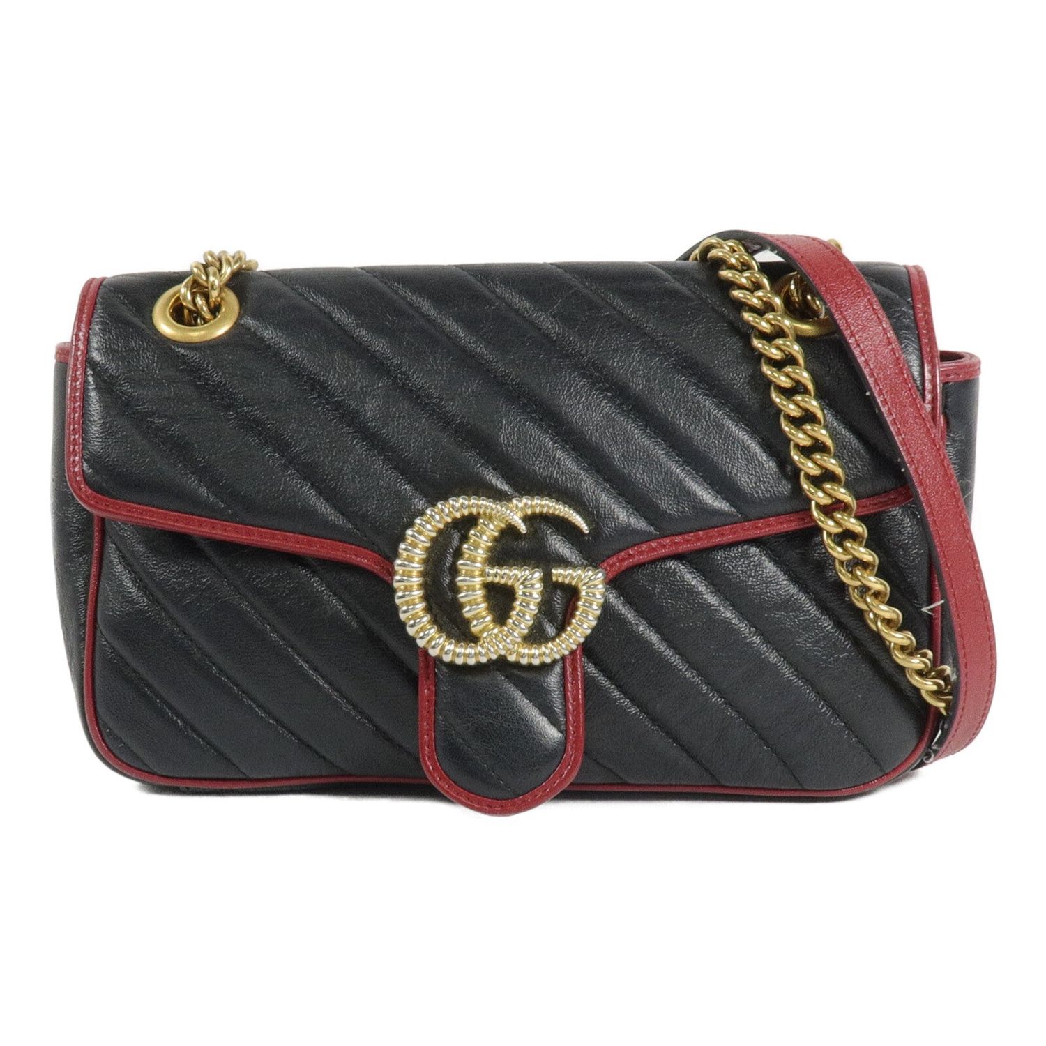 GUCCI GHW GG MARMONT CHAIN SHOULDER BAG 443497 0OLFX 8277 CALFSKIN LEATHER