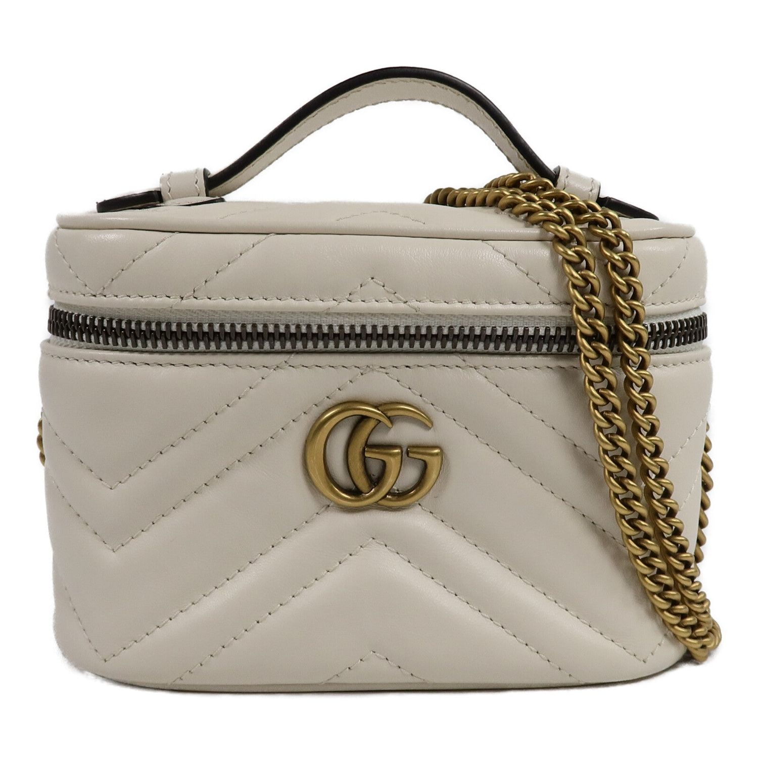 GUCCI GG GHW GG MARMONT CHAIN SHOULDER BAG 699515 CALFSKIN LEATHER WHITE