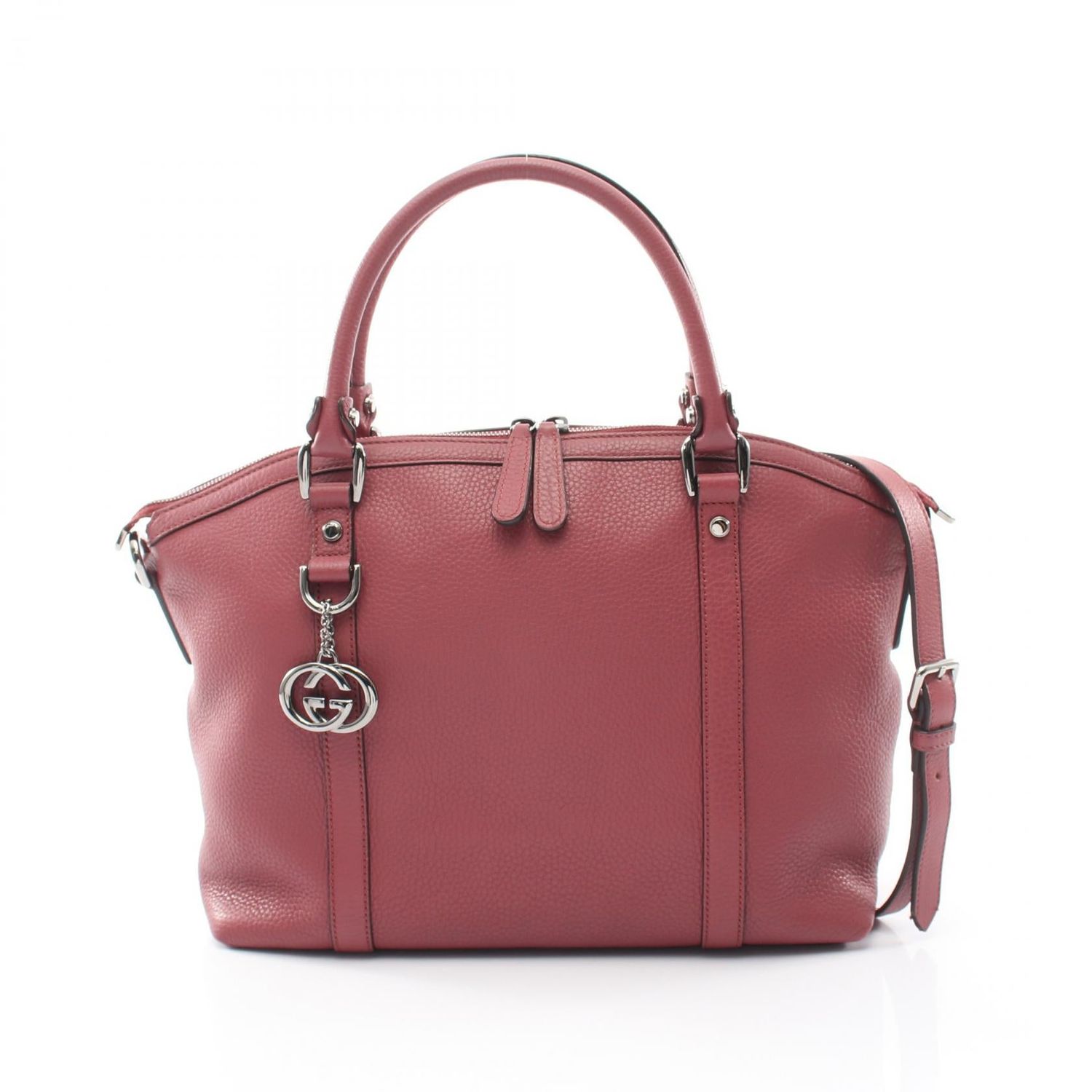 GUCCI INTERLOCKING G SHOULDER CROSSBODY TOTE BAG 341503 LEATHER BORDEAUX USED