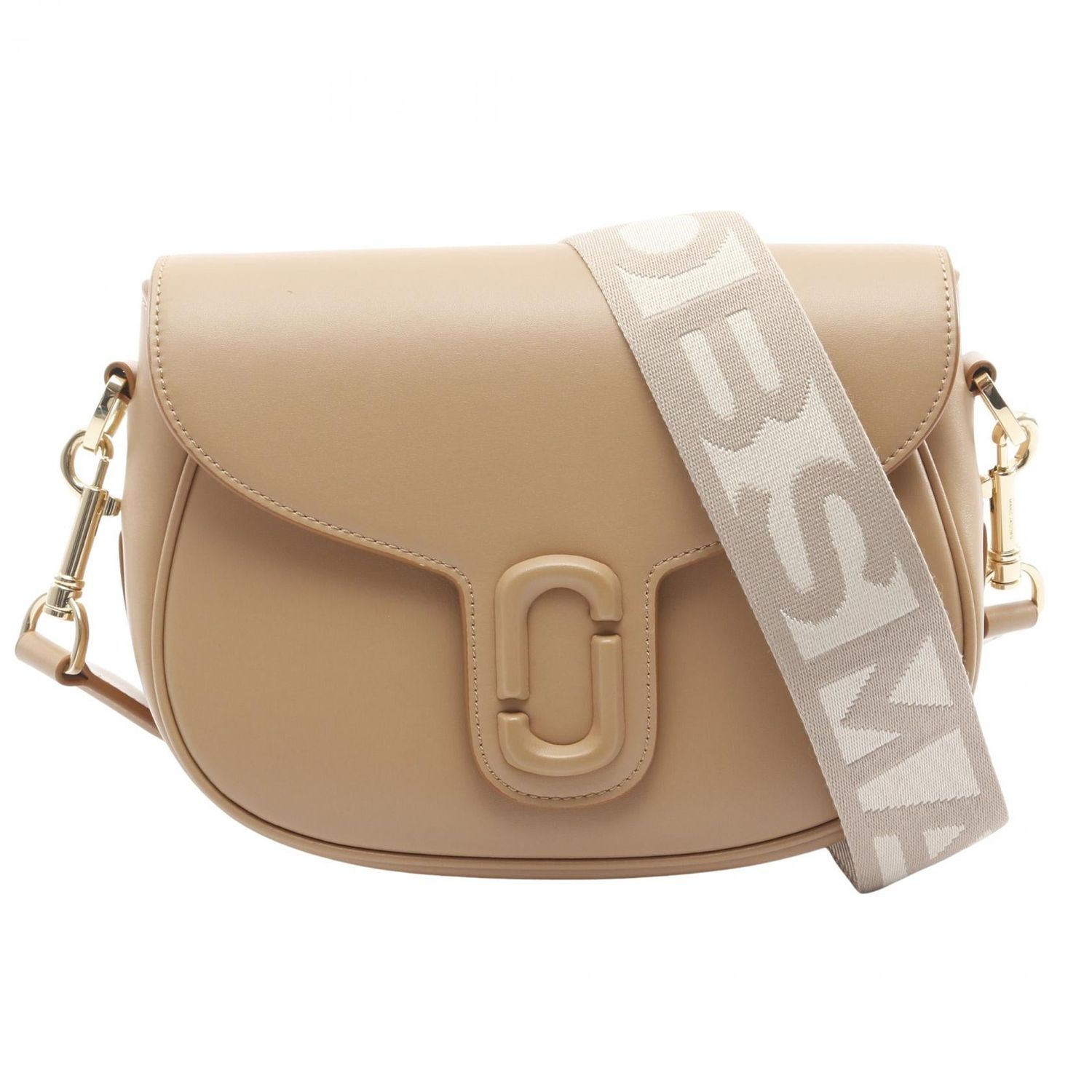 MARC JACOBS THE J MARC SADDLE BAG SHOULDER BAG BEIGE LEATHER
