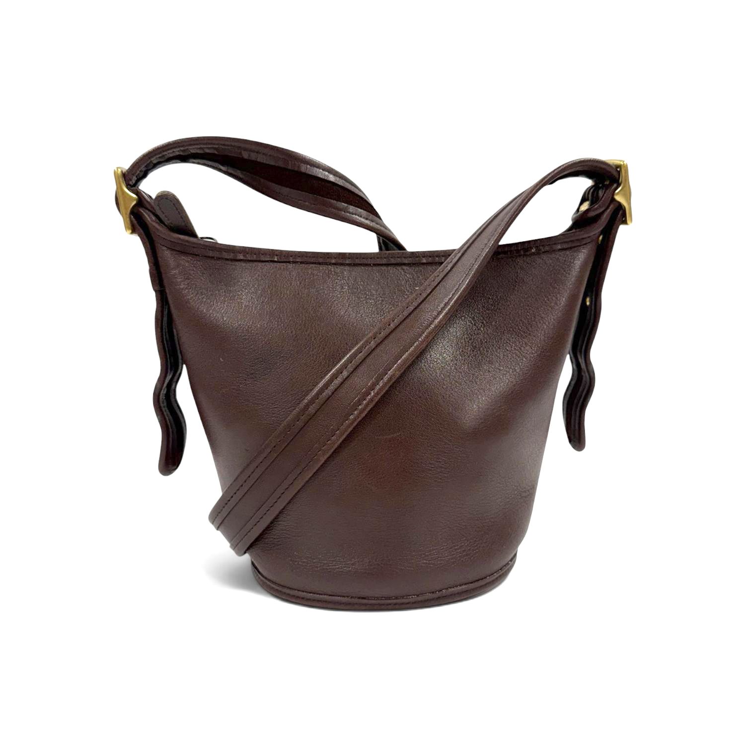 COACH VINTAGE  9019 MAGGIE DARK BROWN LEATHER BUCKET SHOULDER BAG