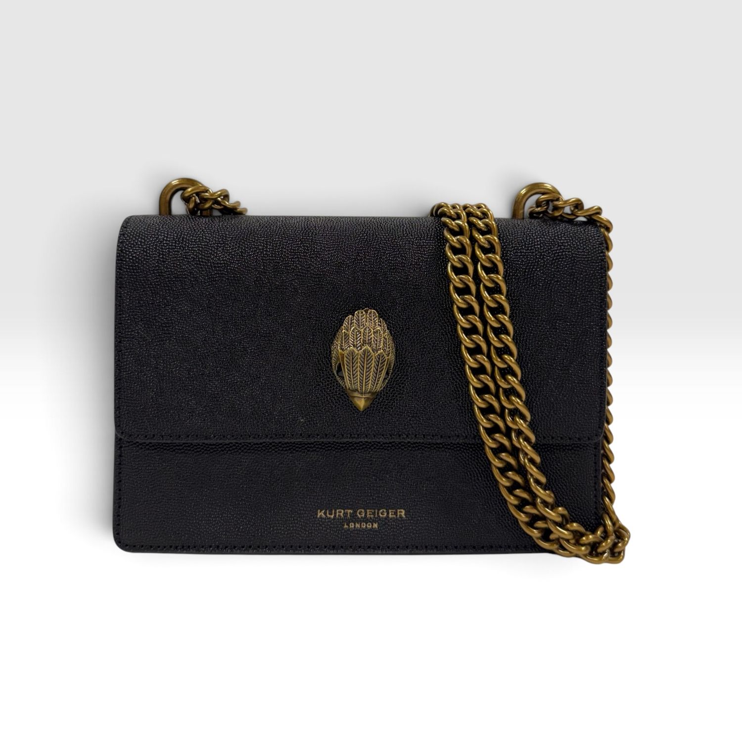 KURT GEIGER LONDON THE SHOREDITCH BLACK LEATHER SHOULDER BAG