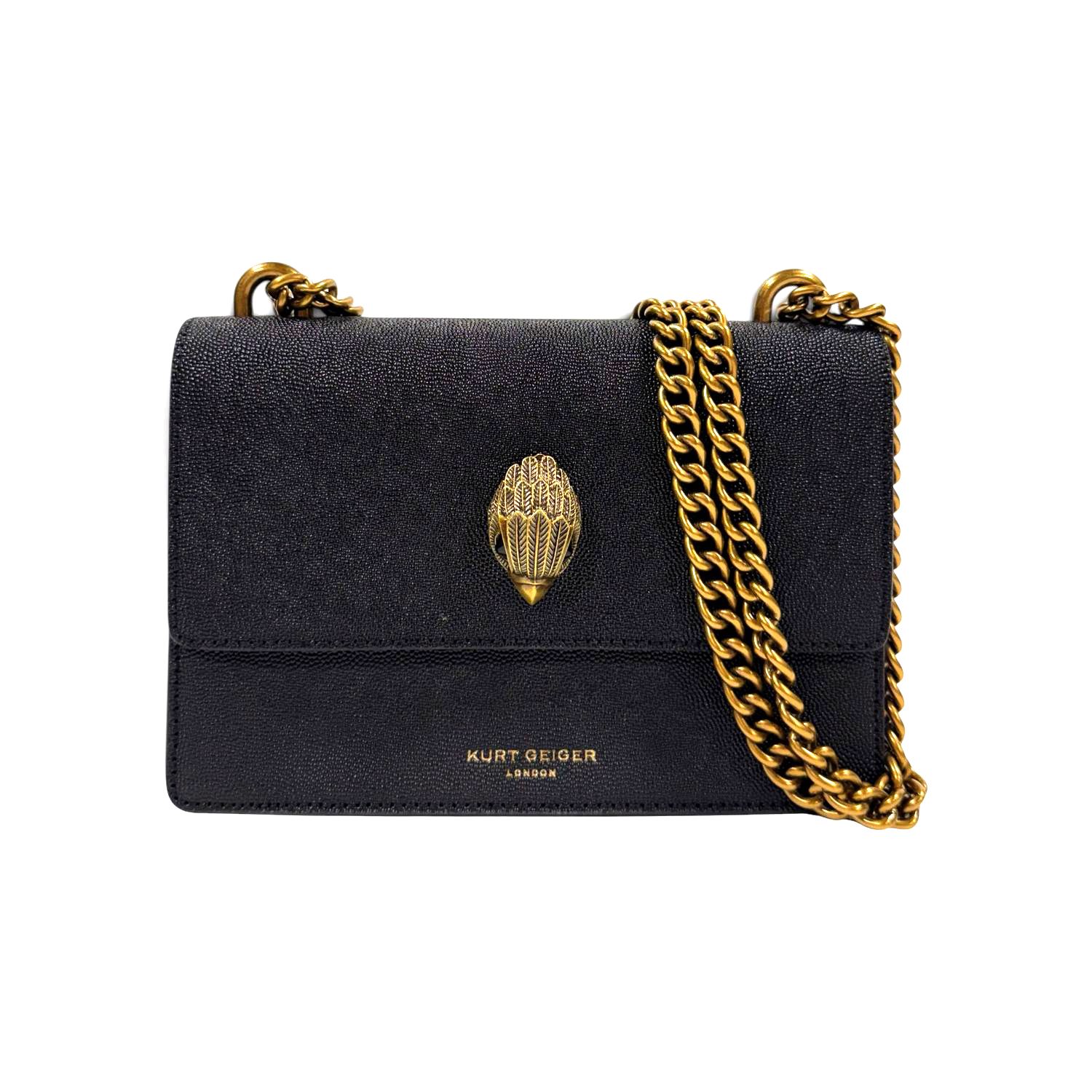 KURT GEIGER LONDON THE SHOREDITCH BLACK LEATHER SHOULDER BAG