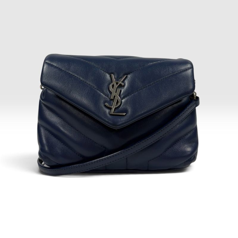 SAINT LAURENT TOY LOULOU NAVY BLUE QUILTED LEATHER CROSSBODY BAG