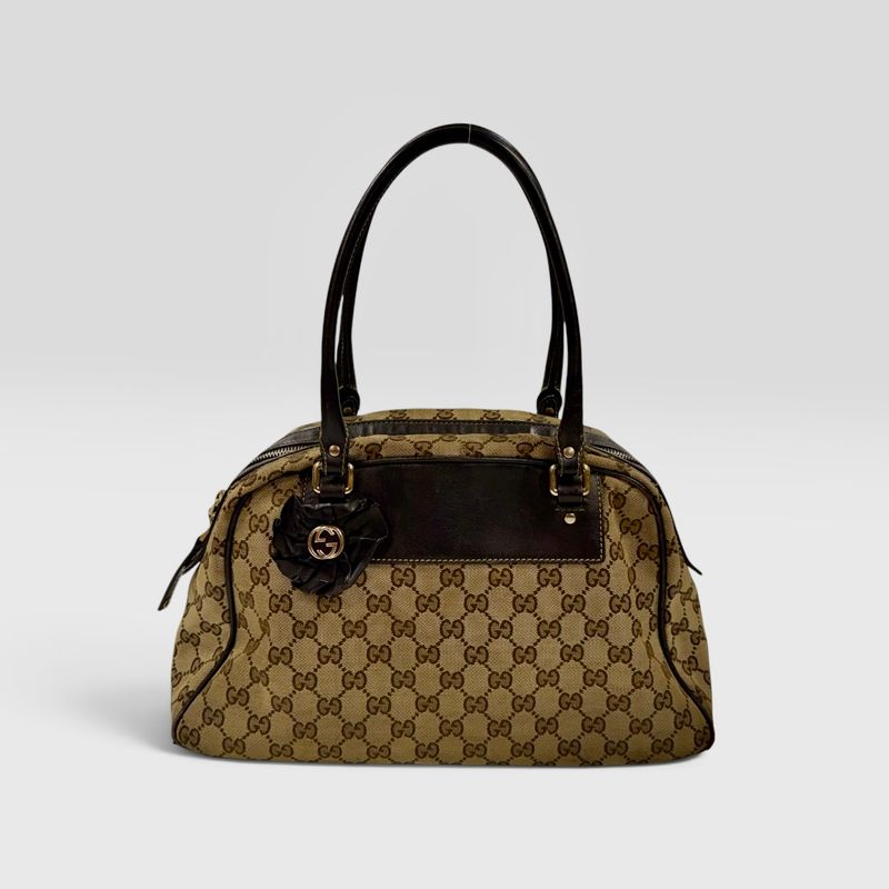 GUCCI BY FRIDA GIANNINI GG CANVAS LEATHER MINI BOSTON SHOULDER BAG  2007