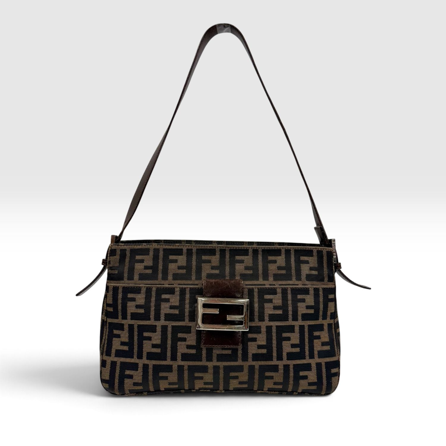 FENDI BY SILVIA VENTURINI FENDI ZUCCA FF JACQUARD EAST WEST BAGUETTE BAG 2000S