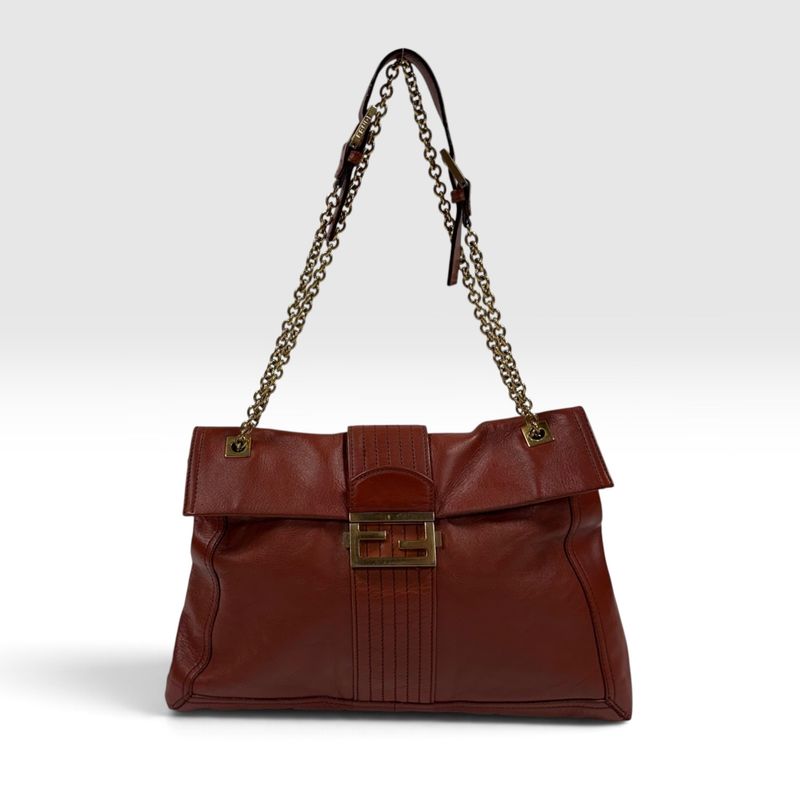 FENDI BY SILVIA VENTURINI FENDI BAGUETTE LEATHER CHAIN SHOULDER BAG 2006