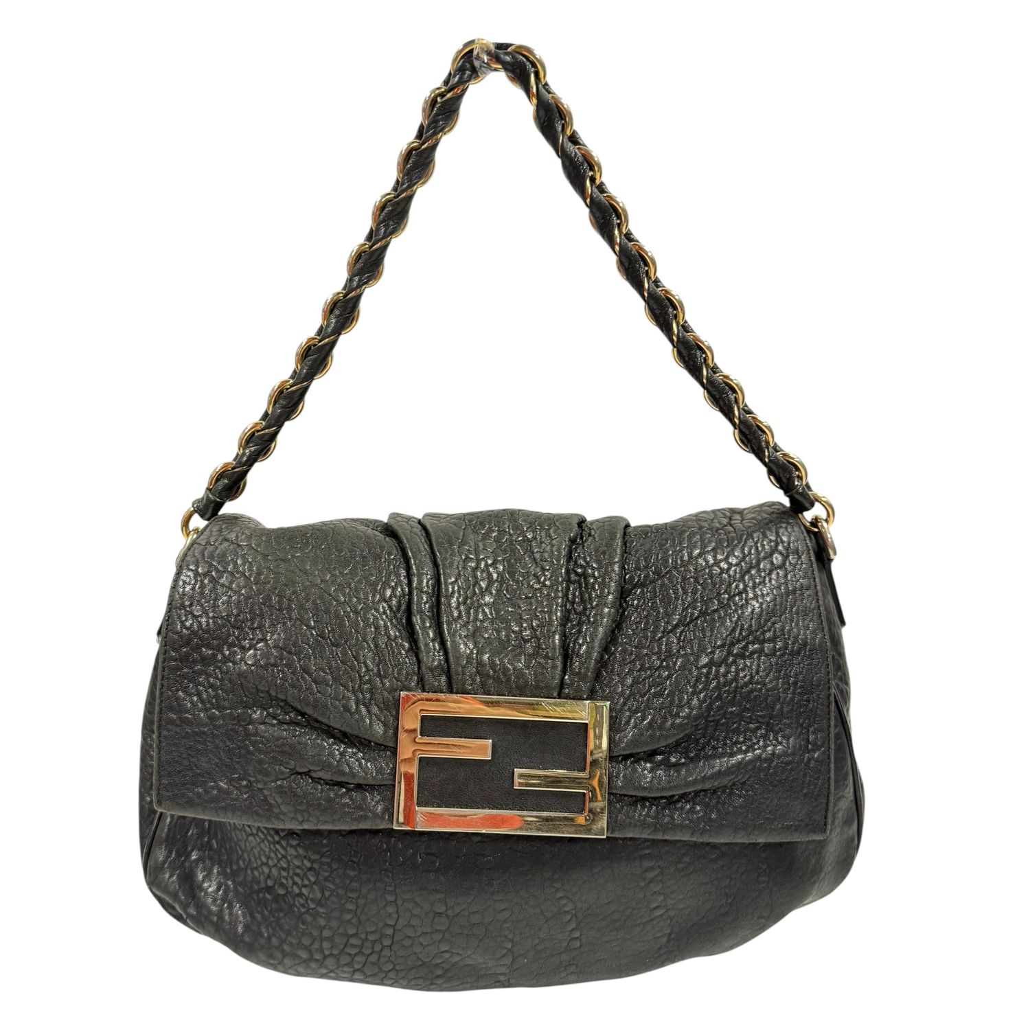 FENDI BY SILVIA VENTURINI FENDI MIA PEBBLED LEATHER FLAP CHAIN SHOULDER BAG 8BR614 2009