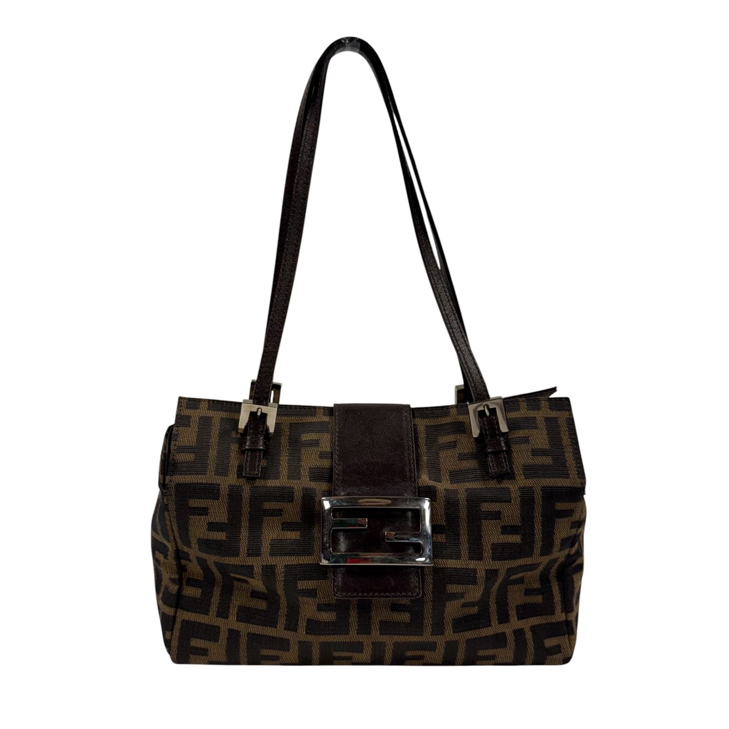 FENDI BY SILVIA VENTURINI FENDI ZUCCHINO FF JACQUARD BAGUETTE-STYLE OPEN TOTE 00s