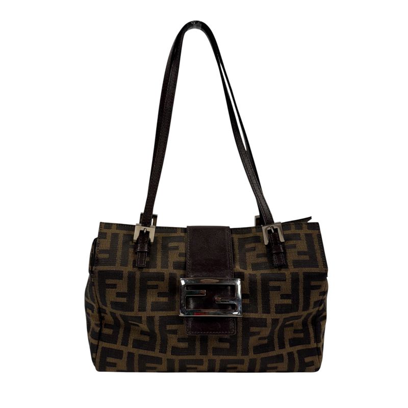 FENDI BY SILVIA VENTURINI FENDI ZUCCHINO FF JACQUARD BAGUETTE-STYLE OPEN TOTE 00s