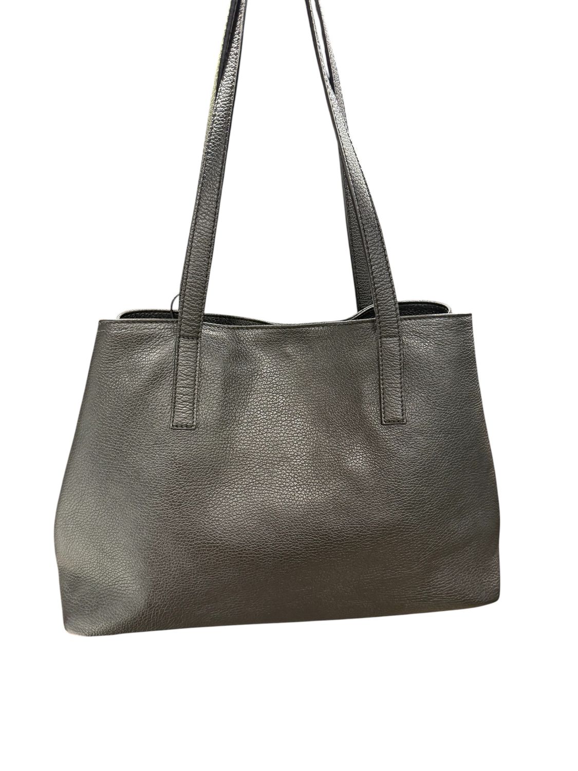DIVINA FIRENZE BLACK PEBBLED LEATHER LARGE TOTE BAG