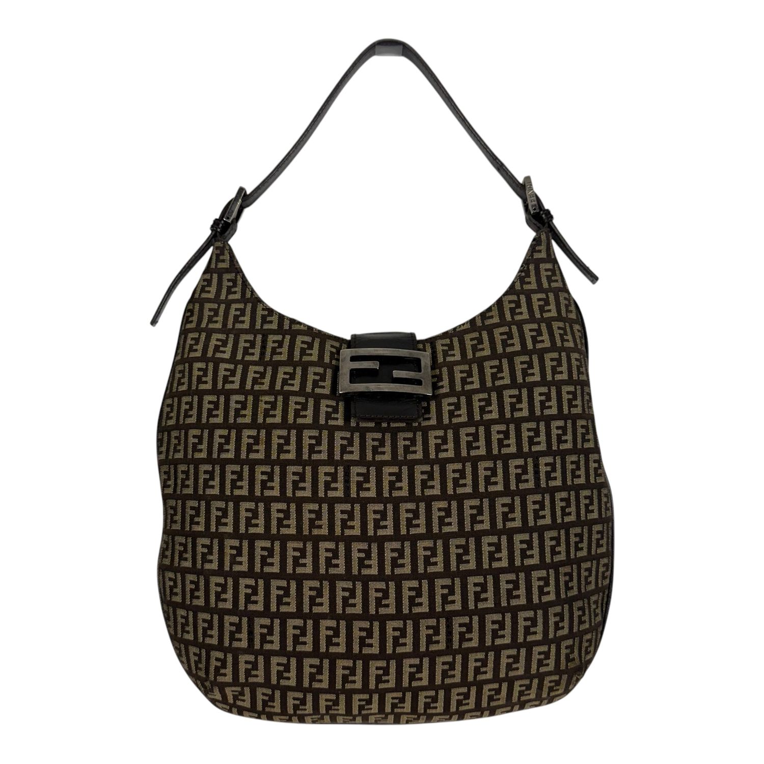 FENDI BY SILVIA VENTURINI FENDI ZUCCA CANVAS SHOULDER BAGUETTE 00S