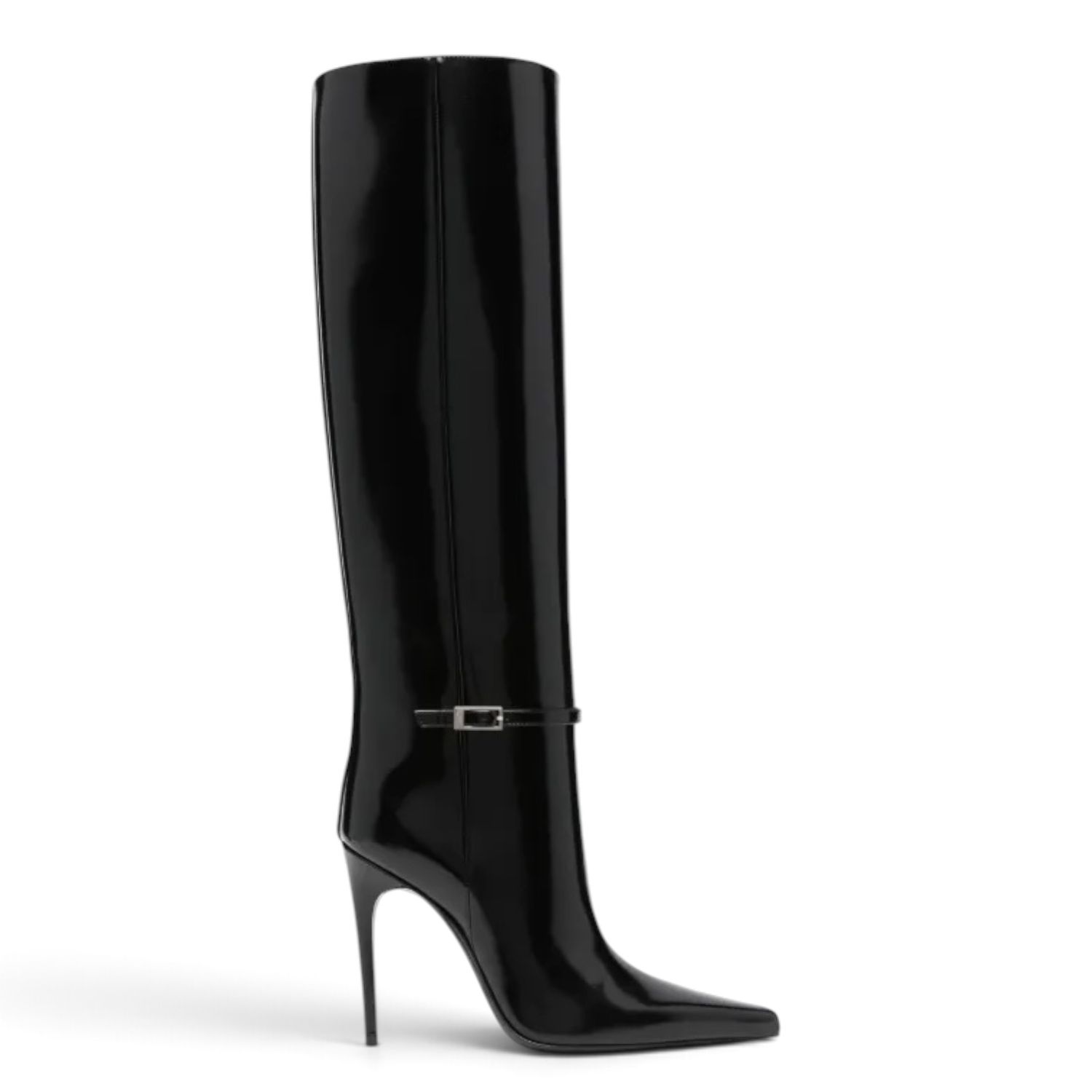 SAINT LAURENT VENDÔME 110MM BUCKLED KNEE-HIGH BOOTS BY ANTHONY VACCARELLO BLACK 2023
