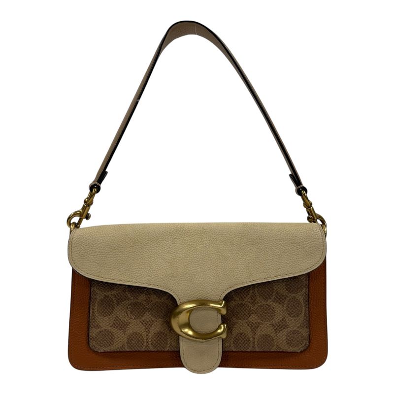 COACH TABBY 26 SIGNATURE CANVAS SHOULDER BAG BY COACH, TAN CREAM AND COGNAC